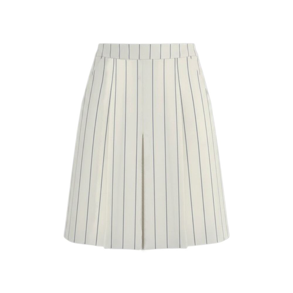 TORY BURCH Wool Performance Golf Skirt in New Ivory Light Stripe